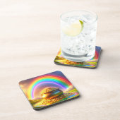 Pot van goud door de regenboog bier onderzetter (Rechterzijde)