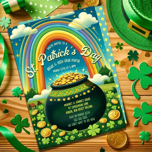 Pot van Goud en Regenboog St. Patrick's Day Celebr Kaart