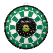 Pot van goud en tekst op zwart groen wit dartbord (Voorkant)