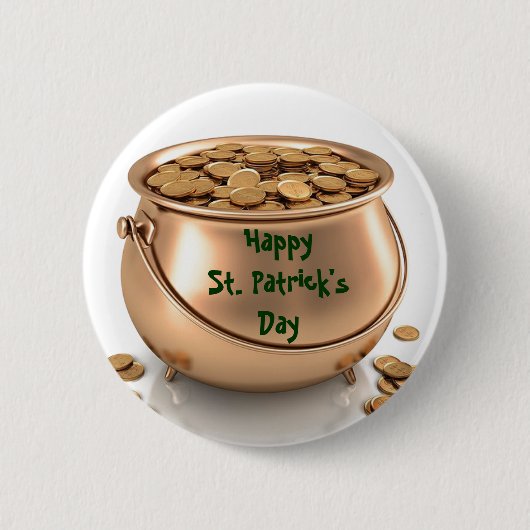 POT VAN GOUD, ST. DAG PATRICK-toets Ronde Button 5,7 Cm (Voorkant)