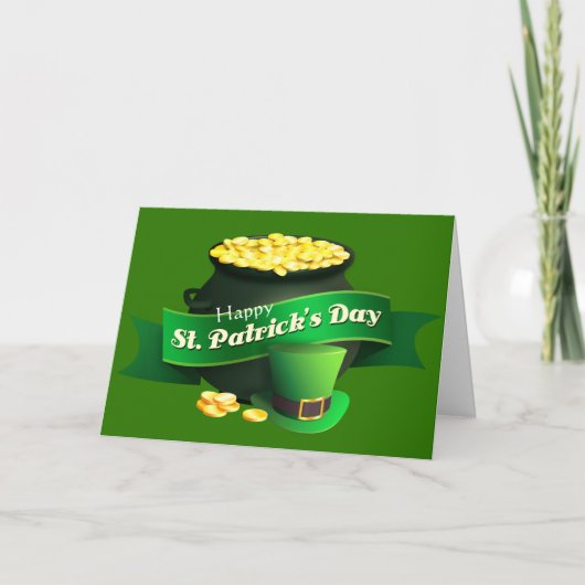 Pot van Gouden St Patrick Dag Feestdagen Kaart (Voorkant)