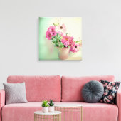 Pot van Roze Waterverf Bloemen Canvas Afdruk (Insitu (Woonkamer))