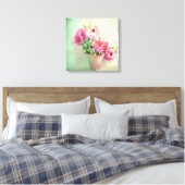 Pot van Roze Waterverf Bloemen Canvas Afdruk (Insitu (Slaapkamer))