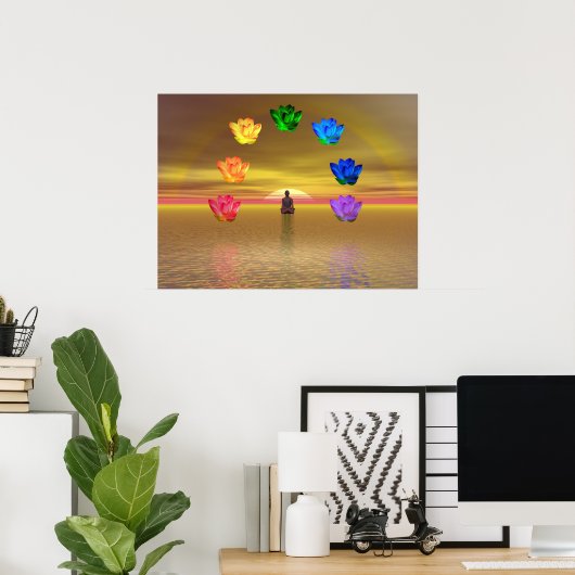 Pot, yoga, yogi, chakras, chakra, aura poster (Thuiskantoor)