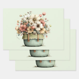 Potaardbloemen Gezellig Shabby Lief Inpakpapier Vel