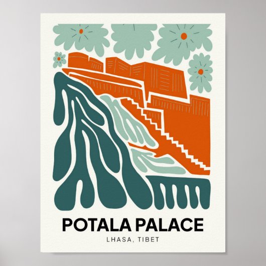 Potala Palace Lhasa Tibet abstracte reizen bloemen Poster (Voorkant)
