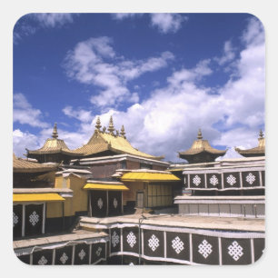 Potala-paleis binnen met kerktorens thuis vierkante sticker