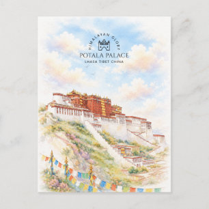 Potala-paleis, Lhasa Tibet China Landschap Feestdagenkaart