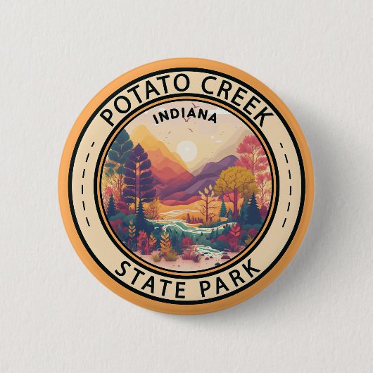 Potato Creek State Park Indiana Emblem Ronde Button 5,7 Cm (Voorkant)