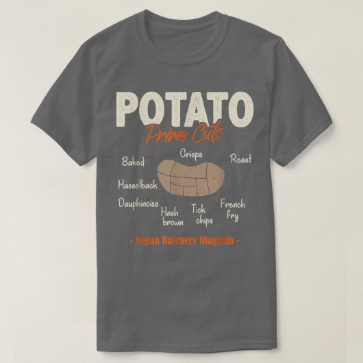 Potato Cuts Funny Vegan Butcher T-shirt (Design voorkant)
