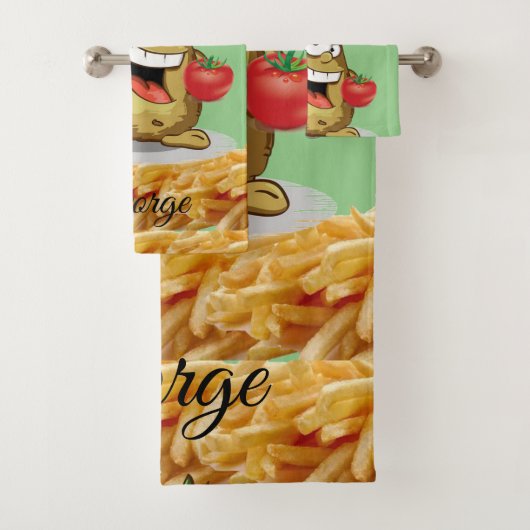 Potato French Fries Ketchup Bathroom Towel sets Bad Handdoek (Insitu)