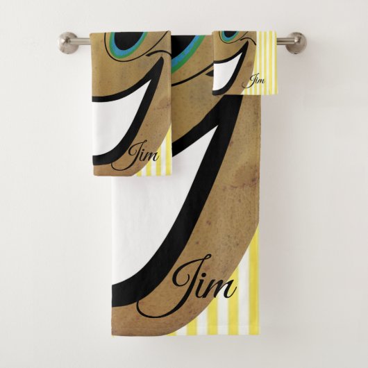 Potato French Fries Stripe Bathroom Towel sets Bad Handdoek (Insitu)