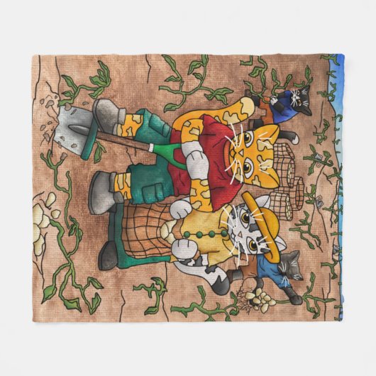 Potato Harvest Cats Fleece Deken (Voorkant (Horizontaal))