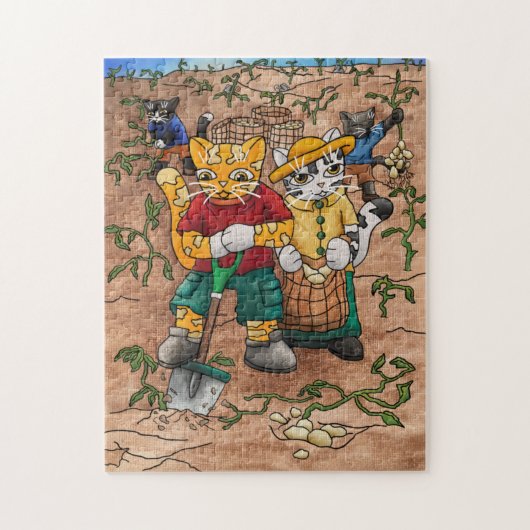 Potato Harvest Cats Legpuzzel (Verticaal)