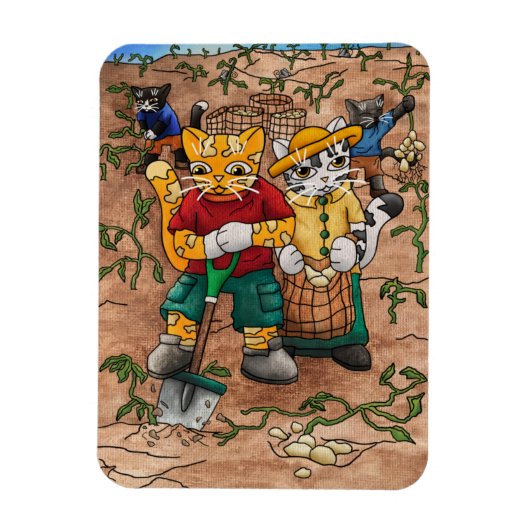 Potato Harvest Cats Magnet Magneet (Verticaal)