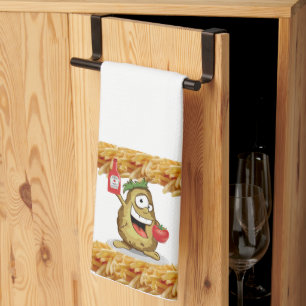 Potato Ketchup Fries White Kitchen Hand Towel Theedoek