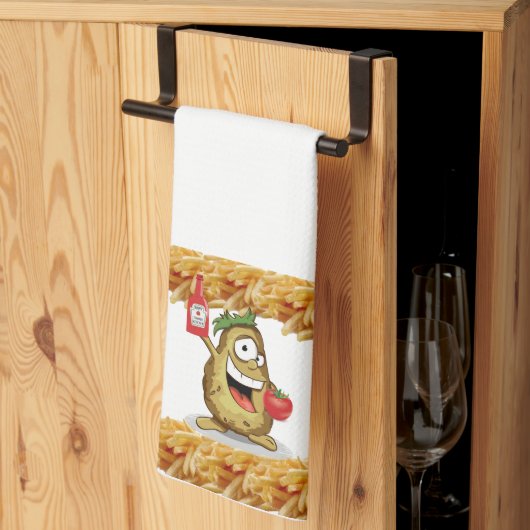 Potato Ketchup Fries White Kitchen Hand Towel Theedoek (Derde Gevouwen)