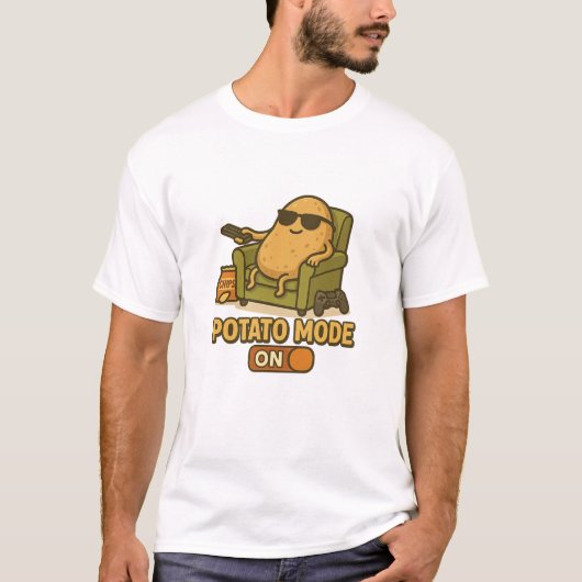 Potato Mode – Lazy Life Activated T-shirt (Voorkant)