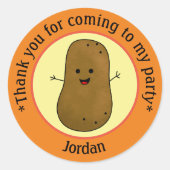 Potato Party Dank u Gepersonaliseerd Ronde Sticker (Voorkant)
