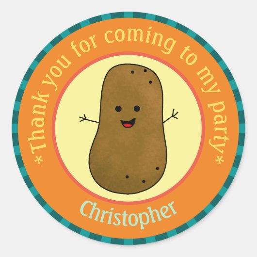 Potato Party Dank u Gepersonaliseerd Ronde Sticker (Voorkant)