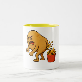 Potato Pooping French Fries l Funny French Fries Tweekleurige Koffiemok
