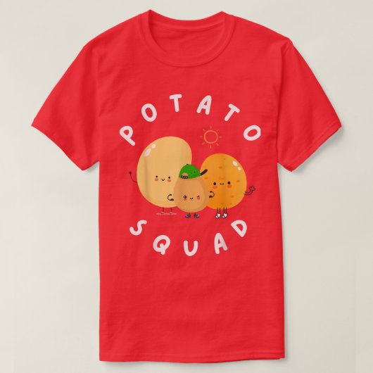 POTATO SQUAD Cute Funny Potato Vegetarian Team Pot T-shirt (Design voorkant)