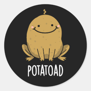 Potatoad Funny Potato Toad Pun Dark BG Ronde Sticker