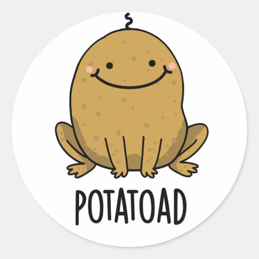 Potatoad Funny Potato Toad Pun Ronde Sticker (Voorkant)