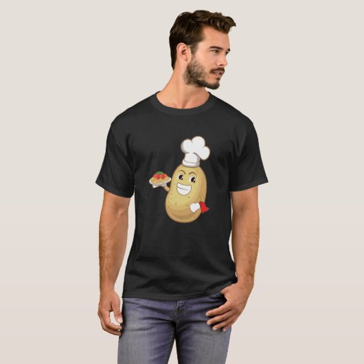 Potatoe Serving Spaghetti Restaurant Hobby Chef T-shirt (Voorkant volledig)