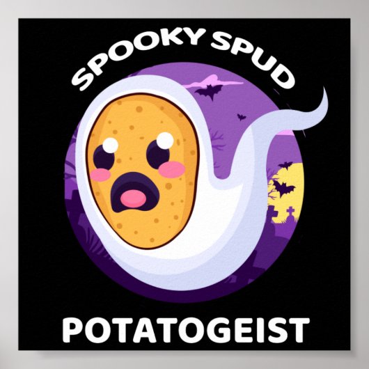 Potatogeist Spooky Spud Potato - Cute Halloween Poster (Voorkant)