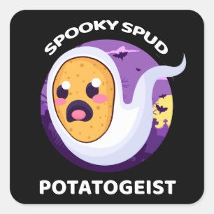 Potatogeist Spooky Spud Potato - Cute Halloween Vierkante Sticker