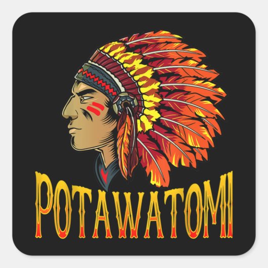 Potawatomi Tribe Native American Potawatomi Herita Vierkante Sticker (Voorkant)