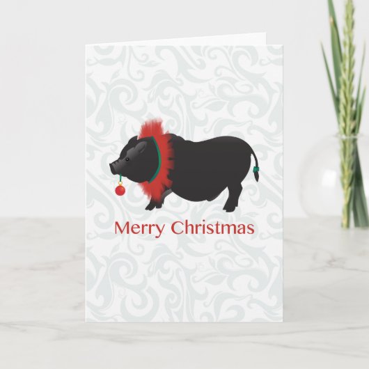 Potbellied Pig Merry kerstdesign Feestdagen Kaart (Voorkant)