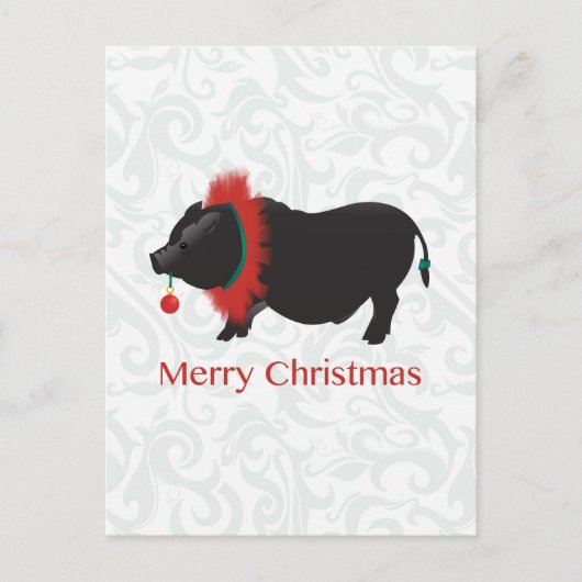 Potbellied Pig Merry kerstdesign Feestdagenkaart (Voorkant)