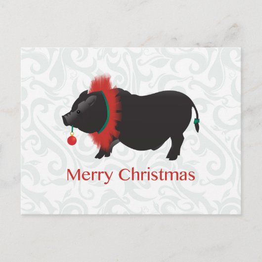Potbellied Pig Merry kerstdesign Feestdagenkaart (Voorkant)