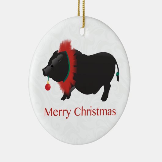 Potbellied Pig Merry kerstdesign Keramisch Ornament (Rechts)