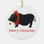 Potbellied Pig Merry kerstdesign Keramisch Ornament (Voorkant)