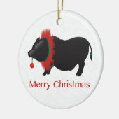 Potbellied Pig Merry kerstdesign Keramisch Ornament (Links)