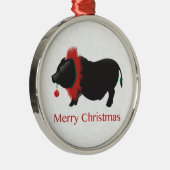Potbellied Pig Merry kerstdesign Metalen Ornament (Rechts)