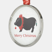 Potbellied Pig Merry kerstdesign Metalen Ornament (Links)