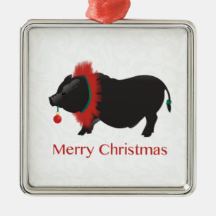 Potbellied Pig Merry kerstdesign Metalen Ornament