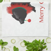 Potbellied Pig Merry kerstdesign Theedoek (Gevouwen)