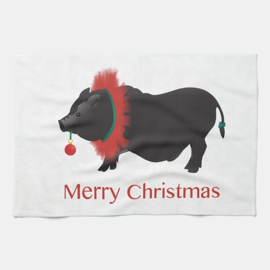 Potbellied Pig Merry kerstdesign Theedoek (Horizontaal)