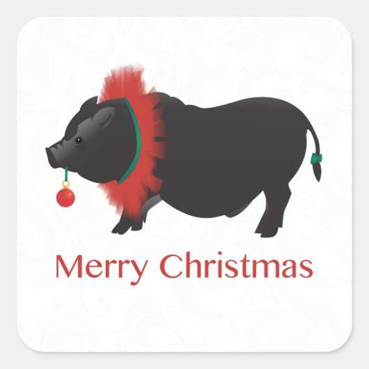 Potbellied Pig Merry kerstdesign Vierkante Sticker (Voorkant)