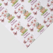 Potbloemen en vlinders Waterverf Verjaardag Tissuepapier (Detail)