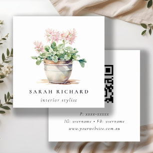 Potbloemen Huis Planten Botanische QR-code Vierkante Visitekaartje