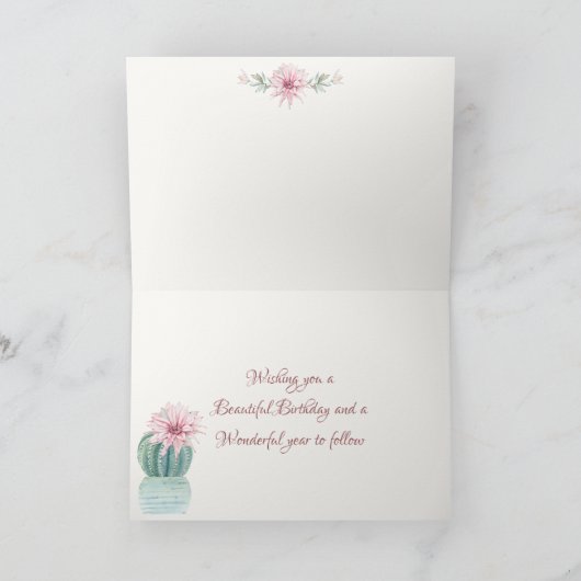 Potcactus en hagedis zuidwestelijke verjaardag kaart (Binnen)