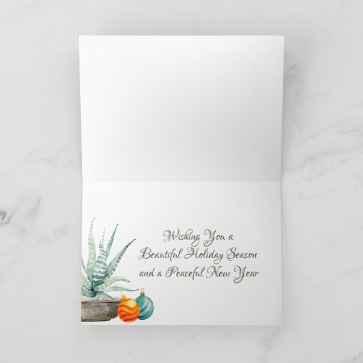 Potcactus en kerstversiering feestdagen kaart (Binnen)