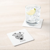 Potcake hond gepersonaliseerde hand tekening kartonnen onderzetters (Insitu)