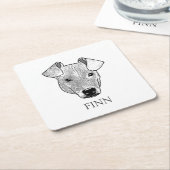 Potcake hond gepersonaliseerde hand tekening kartonnen onderzetters (Schuin)